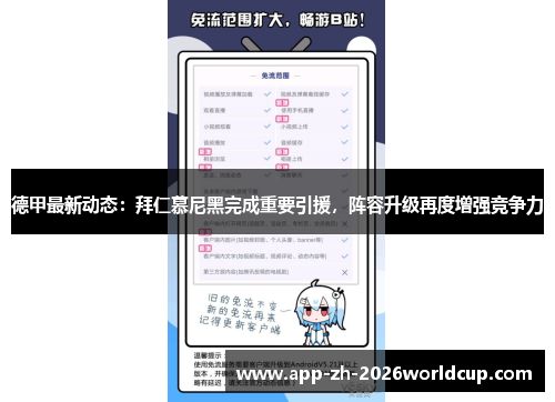 德甲最新动态:拜仁慕尼黑完成重要引援,阵容升级再度增强竞争力 德甲最新动态:拜仁慕尼黑完成重要引援,阵容升级再度增强竞争力